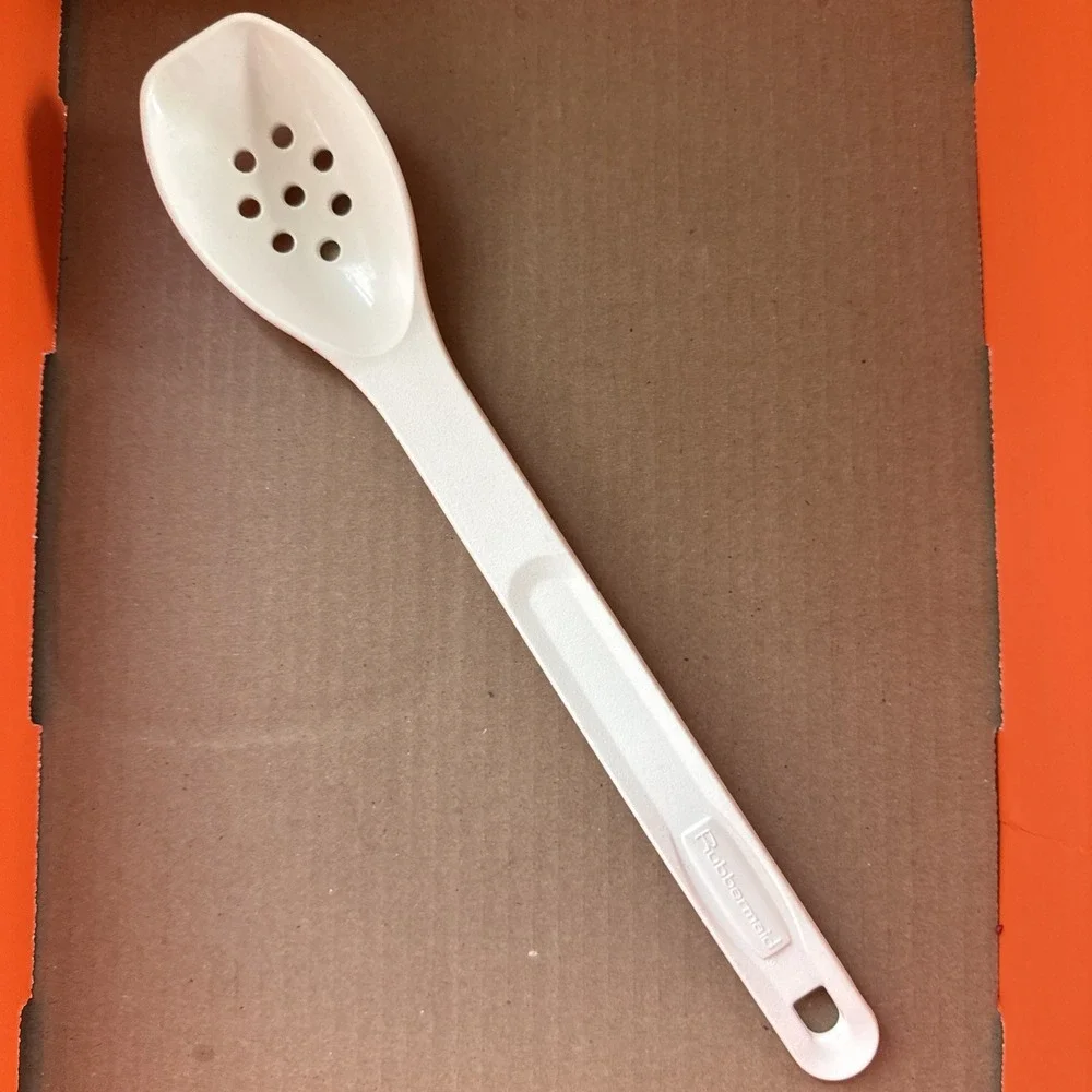 Vintage Rubbermaid L White Slotted Strainer Spoon Utensil 1974 Nylon Plastic 12